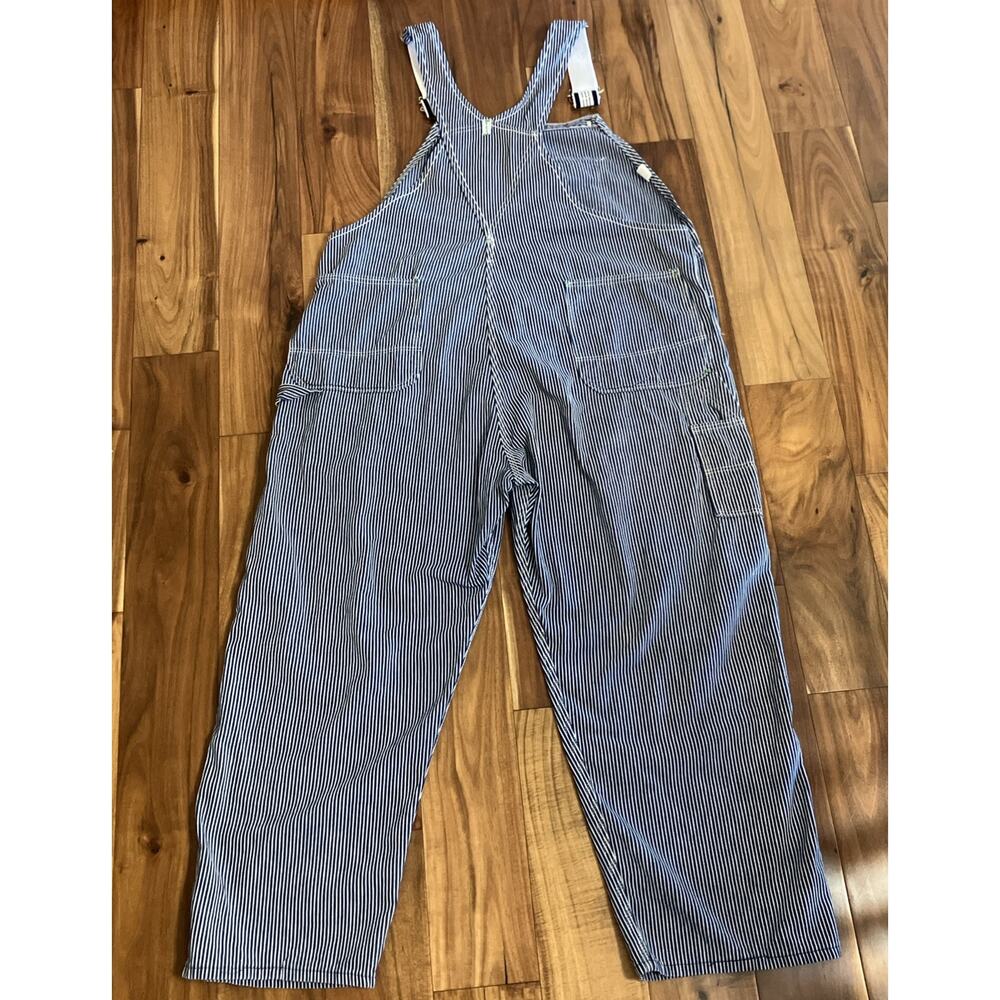 Key Imperial Overalls Mens 46x25 Blue Hickory Stripe Vintage 70s Bib Workwear - Picture 15 of 16